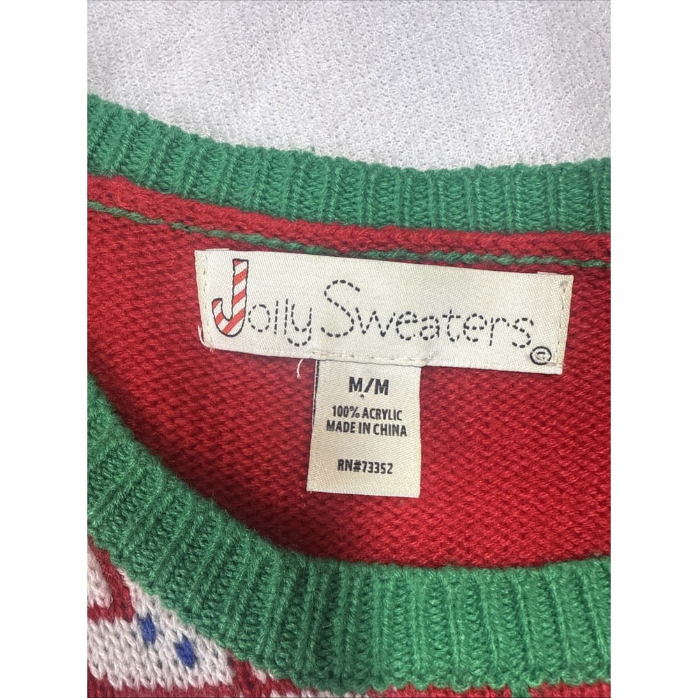 Jolly Sweaters Ugly Funny Christmas Sweater Deer Cheers Beer Men SZ Med Red/Grn - Picture 2 of 7